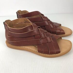 Born Brown Leather Woven Gladiator Sandals